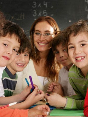 teacher with kids