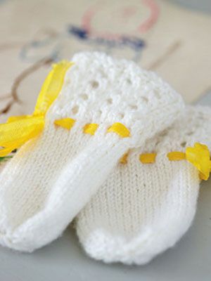 yellow baby mittens