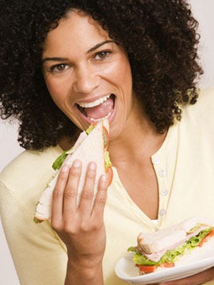Working Lunch woman eating lunch