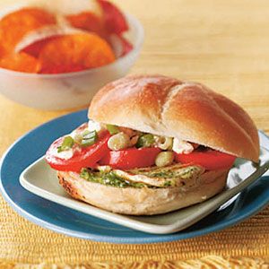 Pesto-Chicken-Sandwiches-with-Tomato-Feta-Salad-Recipe
