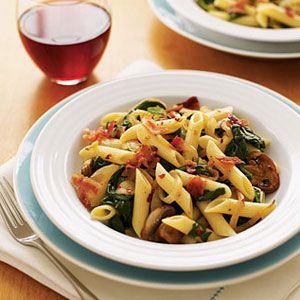 Penne-with-Bacon-Spinach-Mushrooms