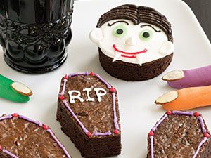 I bought a coffin pan from Wilton and made these coffin brownies