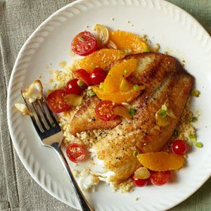 Tilapia with Oranges, Tomatoes and Toasted Garlic