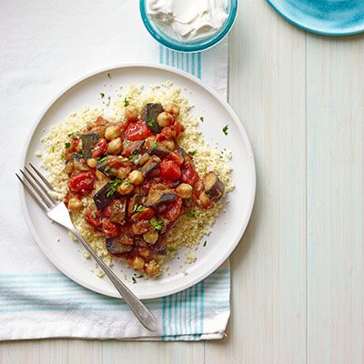 eggplant and chickpea stew with couscous