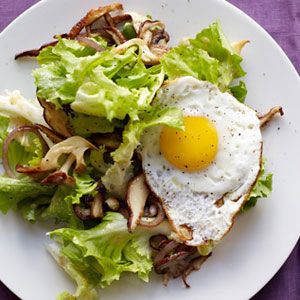 escarole, red onion, mushroom, and egg salad