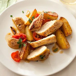Sweet and Spicy Chicken with Potatoes and Cherry Peppers