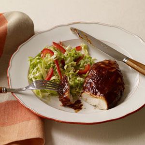 Sticky-Broiled-Chicken-with-Cabbage-Slaw-Recipe