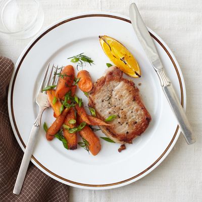 Pork Chops with Roasted Carrots and Oranges  