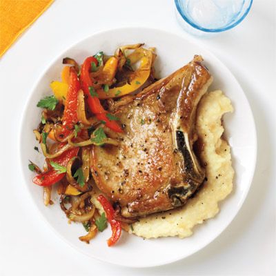 pork chops with sauteed bell peppers