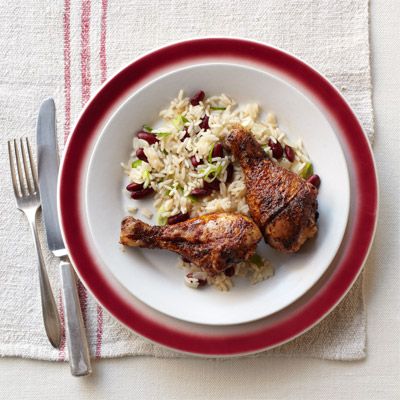 jerk chicken with beans and rice