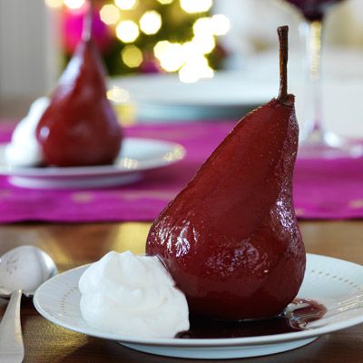 red wine and spice poached pears