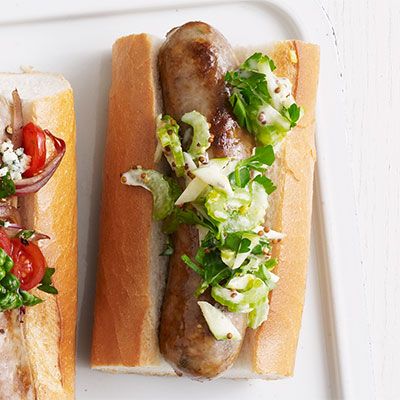 sausages with creamy apple and celery relish