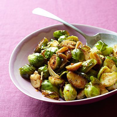mustard glazed brussels sprouts with chestnuts