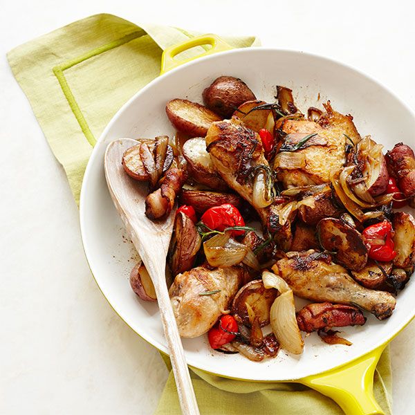 Skillet Chicken Potatoes And Peppers Recipe