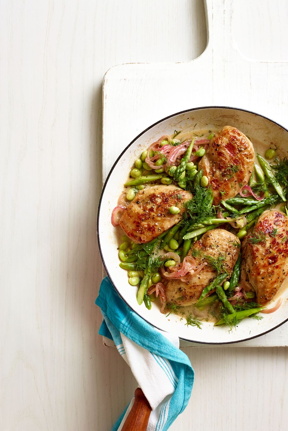 healthy spring recipes one pan spring chicken with asparagus and edamame