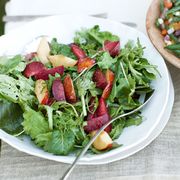 spicy greens and plum salad
