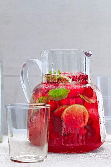 summer drinks cranberry basil spritzer