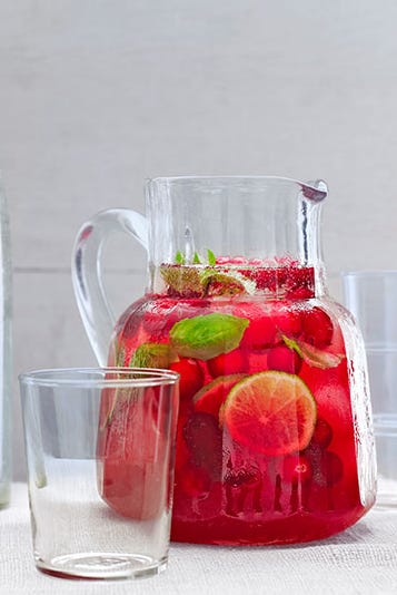 summer drinks cranberry basil spritzer