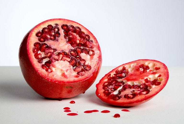 8. Sprinkle pomegranate seeds on rice sliced pomegranate