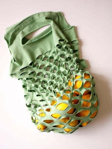 image <p>A couple snips and stitches turn an unwanted t-shirt into a reusable grocery bag.</p> <p><strong><a href="http://www.deliacreates.com/greeneasy-knit-produce-bag/" target="_blank"><em>Get the tutorial at Delia Creates »</em></a></strong></p>