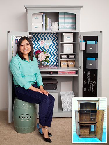 Home Office Armoire Makeover - Cute DIY Armoire Project
