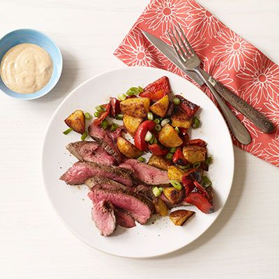 Flank steak shop and potatoes